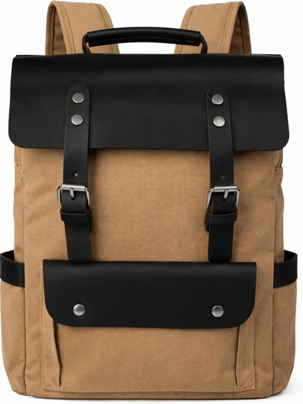 Vintage Canvas & Leather Backpack, 16